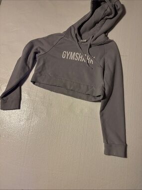 Gymshark Cropped Hoodie in Gray with White Logo